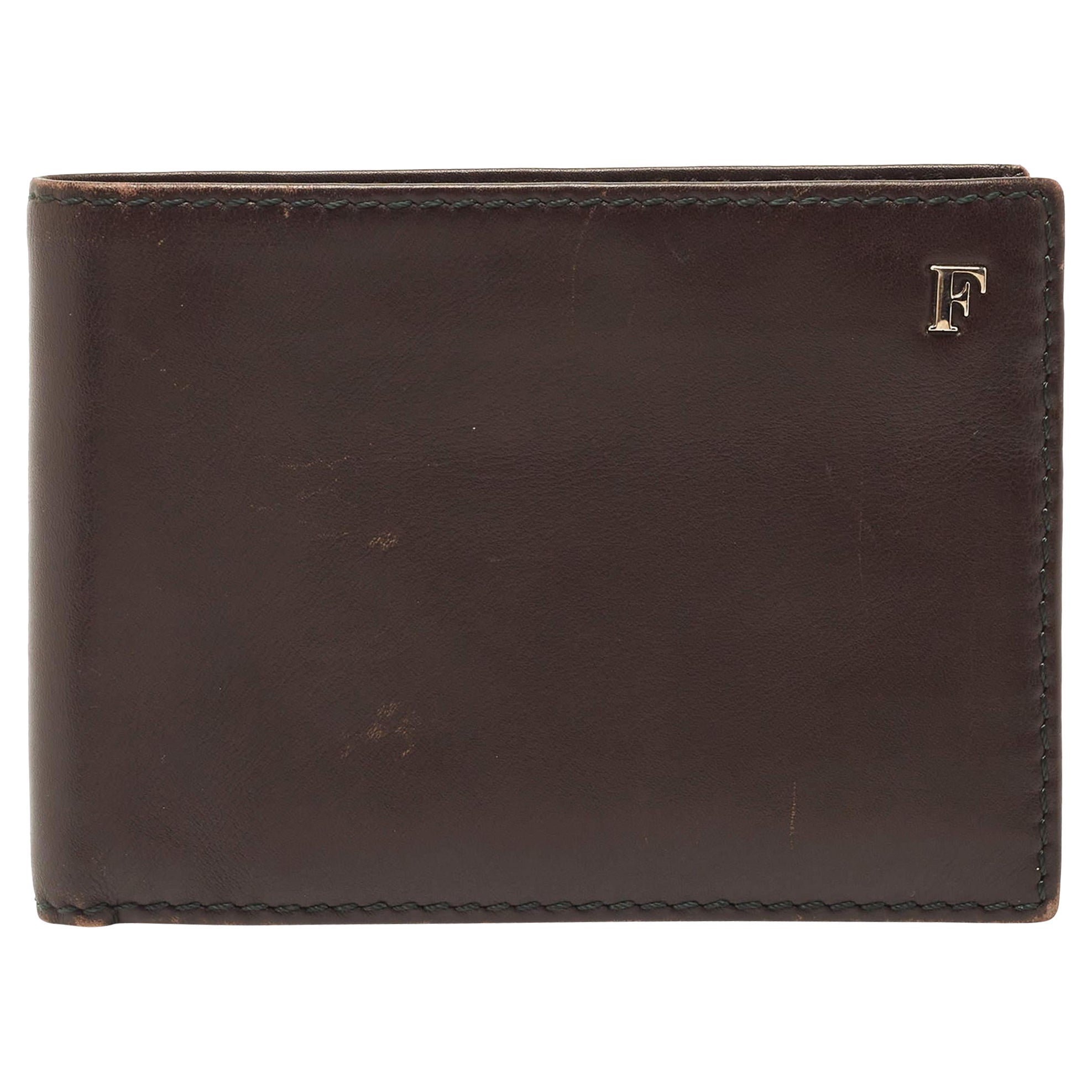 Gianfranco Ferre Brown Leather Bifold Wallet For Sale