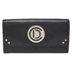 Cartera Continental con Solapa de Piel Negra Dior