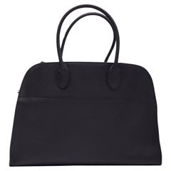 The Row Grained Black Leather Margaux 15 Tote Bag