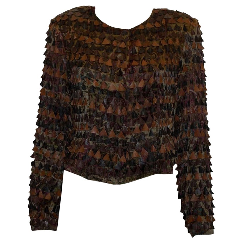 Chaqueta vintage de seda y cuero de Blank London en venta