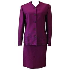 Gianni Versace Magenta Rhombus Design Skirt Suit 4