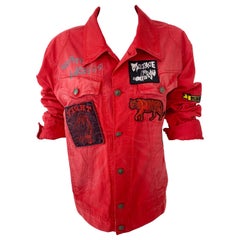 Used Versace Jeans Couture Red Delirium Jacket with Graffiti, Embroidery Size Men XL