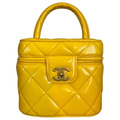 Chanel Vintage Yellow Heart Mirror Vanity Bag