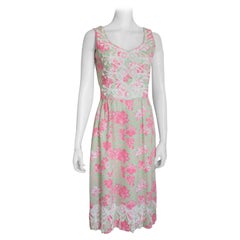 70s Lilly Pulitzer Dress The Lilly Floral Scallop Print Lace Trim Rare Vintage