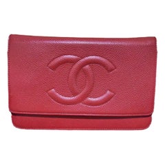 Chanel Wallet on Chain WOC Double CC Red Caviar Leather