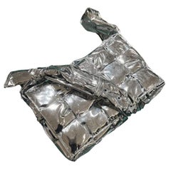 Bottega Veneta Gepolsterte Kassette Silber Leder Groß
