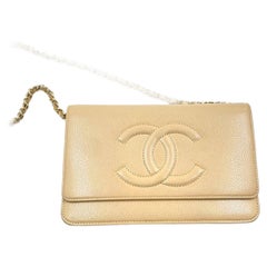 Chanel Wallet on Chain WOC Double CC Beige Caviar Leather