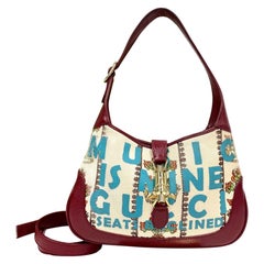 Gucci Jackie 1961 Hundertjahrfeier 100 Jahre Sonderausgabe Burgunderfarbenes Leder mit Segeltuch