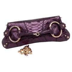 Gucci Horsebit 1955 Metallic Purple Lizard Skin Shoulder Bag Large