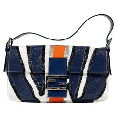 FENDI Baguette Zebra-Stripe à sequins bleu orange blanc