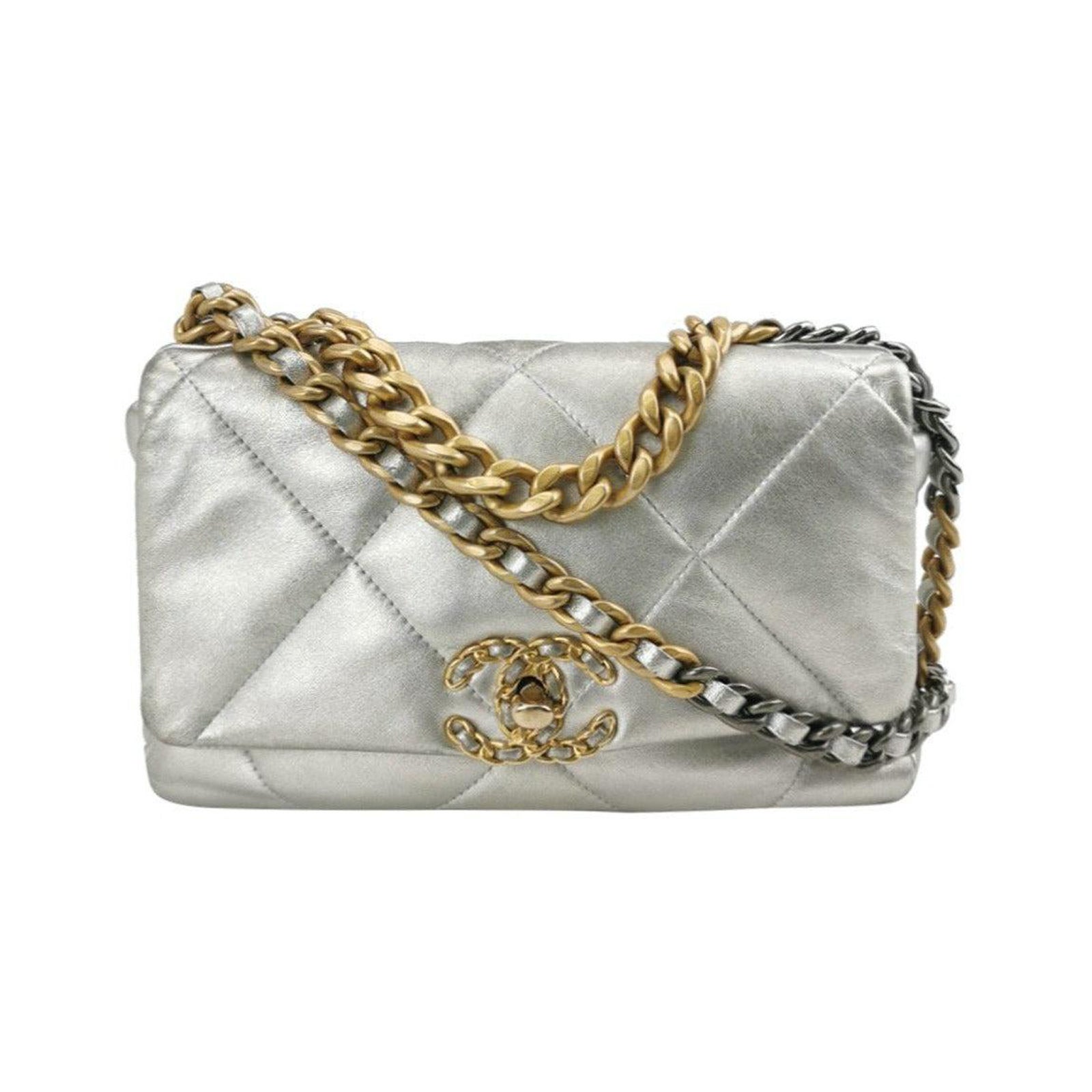 Chanel 19 Bolso Crossbody Pequeño Plateado en venta