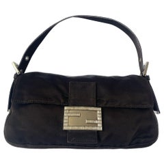 FENDI Baguette Black Silk with Crystal Buckle