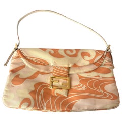 FENDI Baguette Orange Multicolor Silk with Psychedelic prints