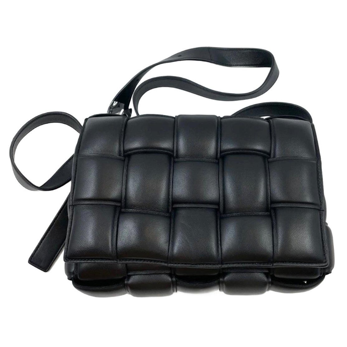 Bottega Veneta Padded Cassette Black Leather For Sale