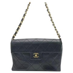 Chanel Single Flap Black Caviar Leather Vintage 24k Gold