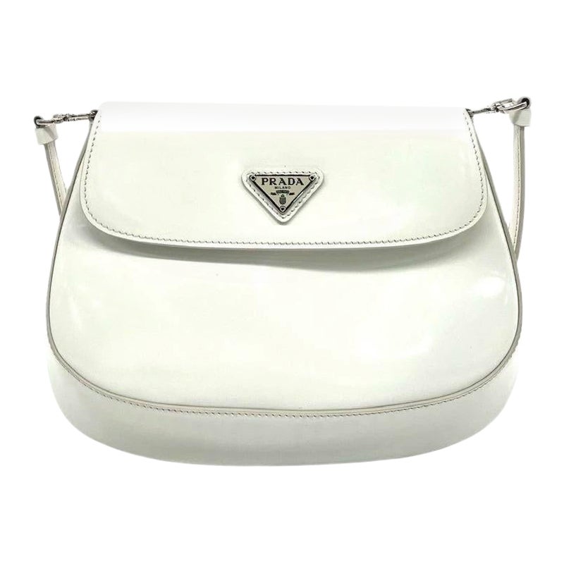 Prada Cleo Flap White Leather Shoulder bag For Sale