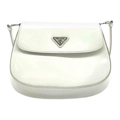 Prada Cleo sac à bandoulière en cuir blanc à rabat