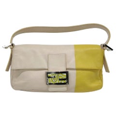 Fendi Baguette Lambskin Leather Shoulder Bag Beige Yellow