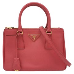 Prada Galleria Saffiano Leather Small Pink Handbag with Strap