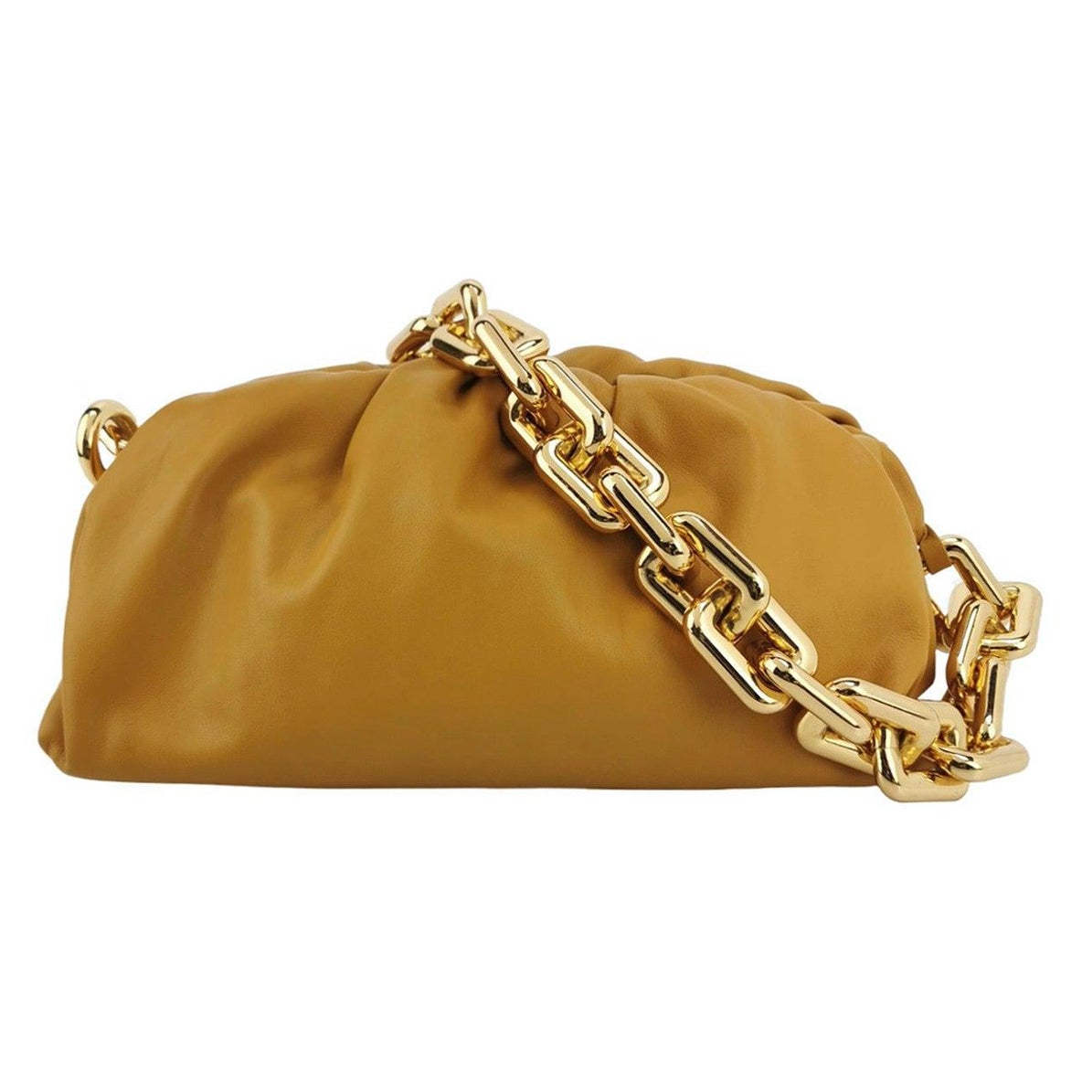 Bottega Veneta Chain Pouch Calfskin Leather Caramel Brown Large For Sale