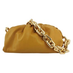 Bottega Veneta Pochette à chaîne Cuir de veau Caramel Brown Large