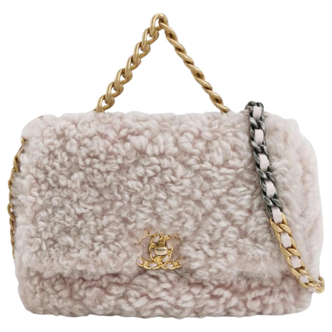 Chanel 19 Bolso 2021 Bolso pequeño con solapa de piel de oveja rosa en venta