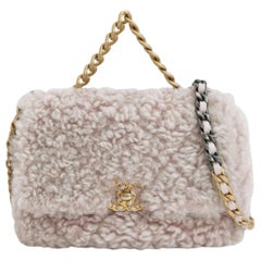 Chanel 19 Bag 2021 Small Pink Shearling Flap Bag