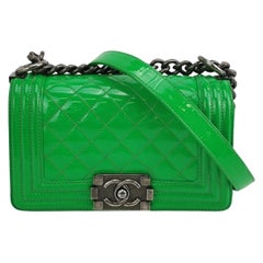 Chanel Le Boy 2016 Small Green Patent Leather Bag