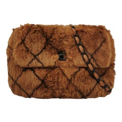 Chanel 2002 Brown Lapan Rabbit Fur Vintage Flap Bag