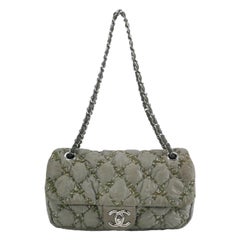 Chanel Classic Flap 2011 Nylon Bubble Quilted Accordion Flap Bag Grey