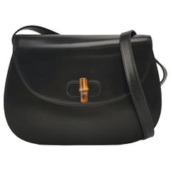 Gucci Bamboo 1947 Black Leather Medium Crossbody Bag