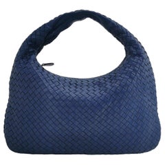 Bottega Veneta Veneta Hobo Medium Navy Intrecciato Leather Bag
