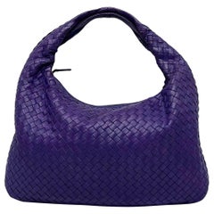 Bottega Veneta Veneta Hobo Medium Purple Intrecciato Leather Bag