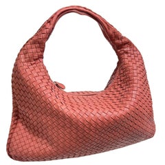 Bottega Veneta Veneta Hobo Medium Coral Intrecciato Leather Bag 47cm