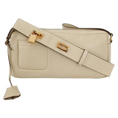 Prada East West Camera Bag Cream White Lambskin Leather with Gold-tone Hardware