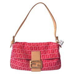 Fendi Baguette Pink Zucchino Monogram Shoulder Bag