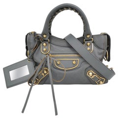 Balenciaga City Bag Grigio con hardware oro Mini Crossbody Bag