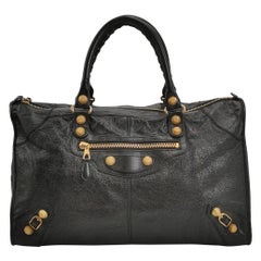 Balenciaga City Bag Borsa nera con finiture dorate Borsa grande