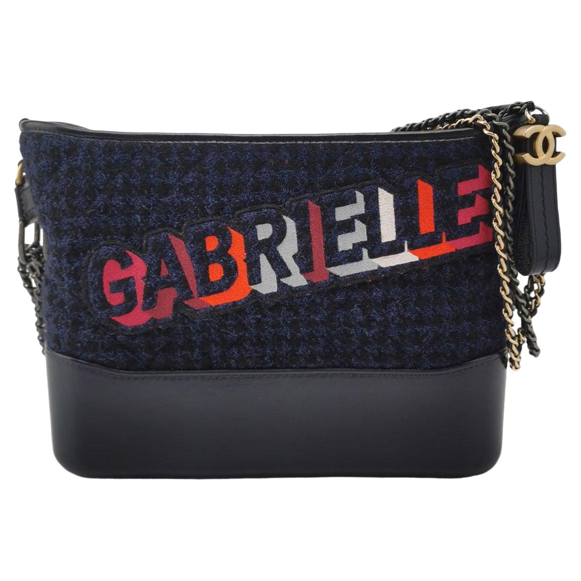 Chanel Gabrielle Logo Hobo Tweed y Piel de Becerro Mediana 2017-2018 en venta