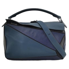 Loewe Puzzle Medium Multicolor Navy Calfskin leather bag