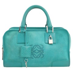 Loewe Amazona 29 in Soft Teal Blue Suede Leather and Silver-tone Hardware