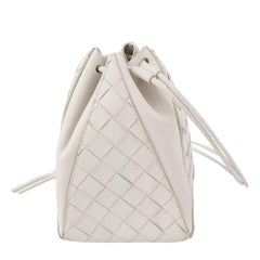 Bottega Veneta White Intrecciato The Mini Knot Shoulder Bag