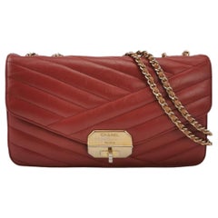 Chanel Gabrielle Klappentasche 2011-2012 Chevron Leder Medium Rot Umhängetasche