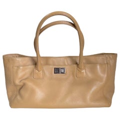 Chanel Cerf Executive 2005 East West Small Camel Caviar Leather Handbag