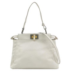 Fendi Peekaboo Mini White Leather Corssbody Bag