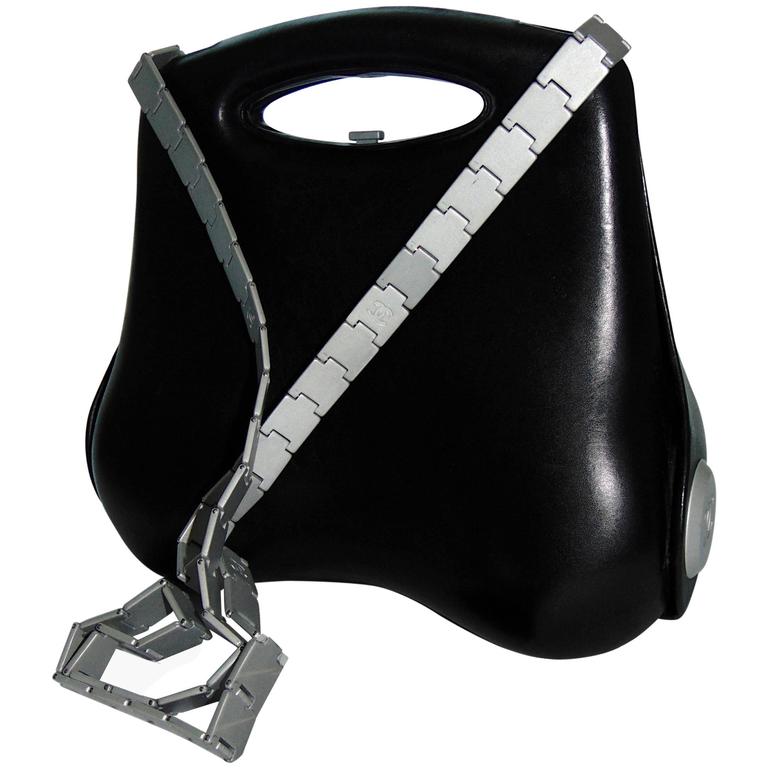 Limited Edition Chanel HardSided Black Leather Butt Bag + Removable