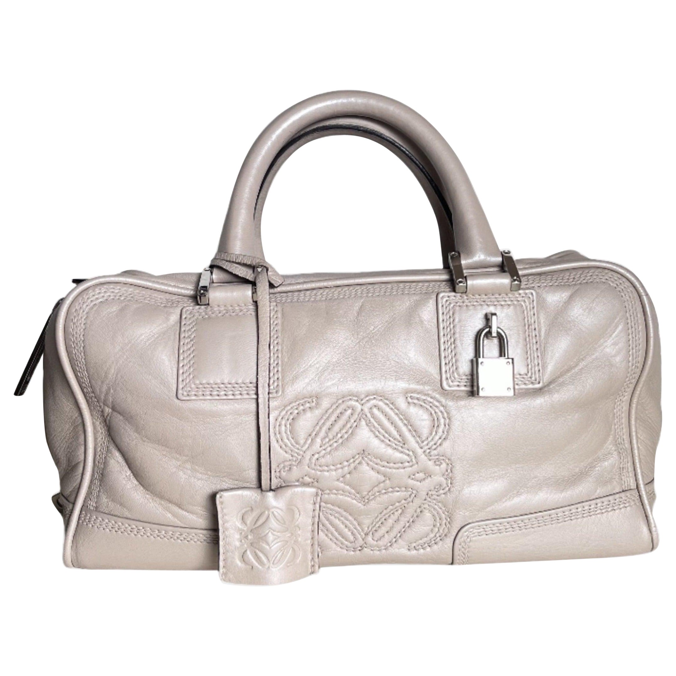 Loewe Amazona 29 Pearlescent Nude Lambskin Leather Zip Around For Sale