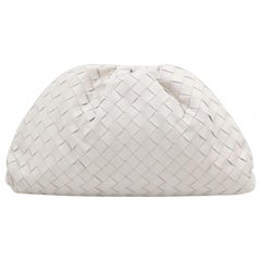Bottega Veneta Pouch Large Intrecciato White Lambskin Leather Clutch