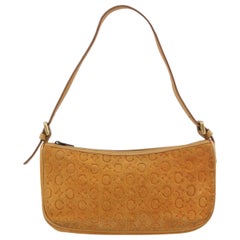 Celine Pochette Clutch Baguette Shoulder Bag Pumpkin Caramel Brown Suede Leather