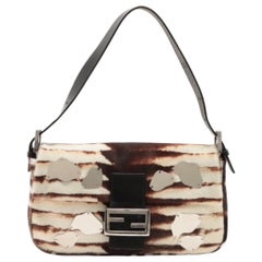 Fendi Baguette Pony-style Calfskin Leather Zebra Print with Metal Mirror